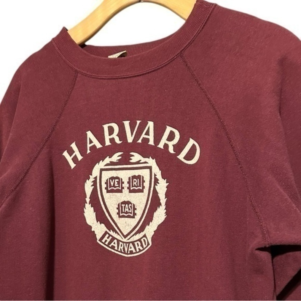 Champion 80’s Vintage Uni-Sex L Burgundy Maroon Harvard University Sweatshirt - Picture 2 of 6